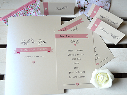 I Do 'On the Day' stationery in pink, on ivory cardstock